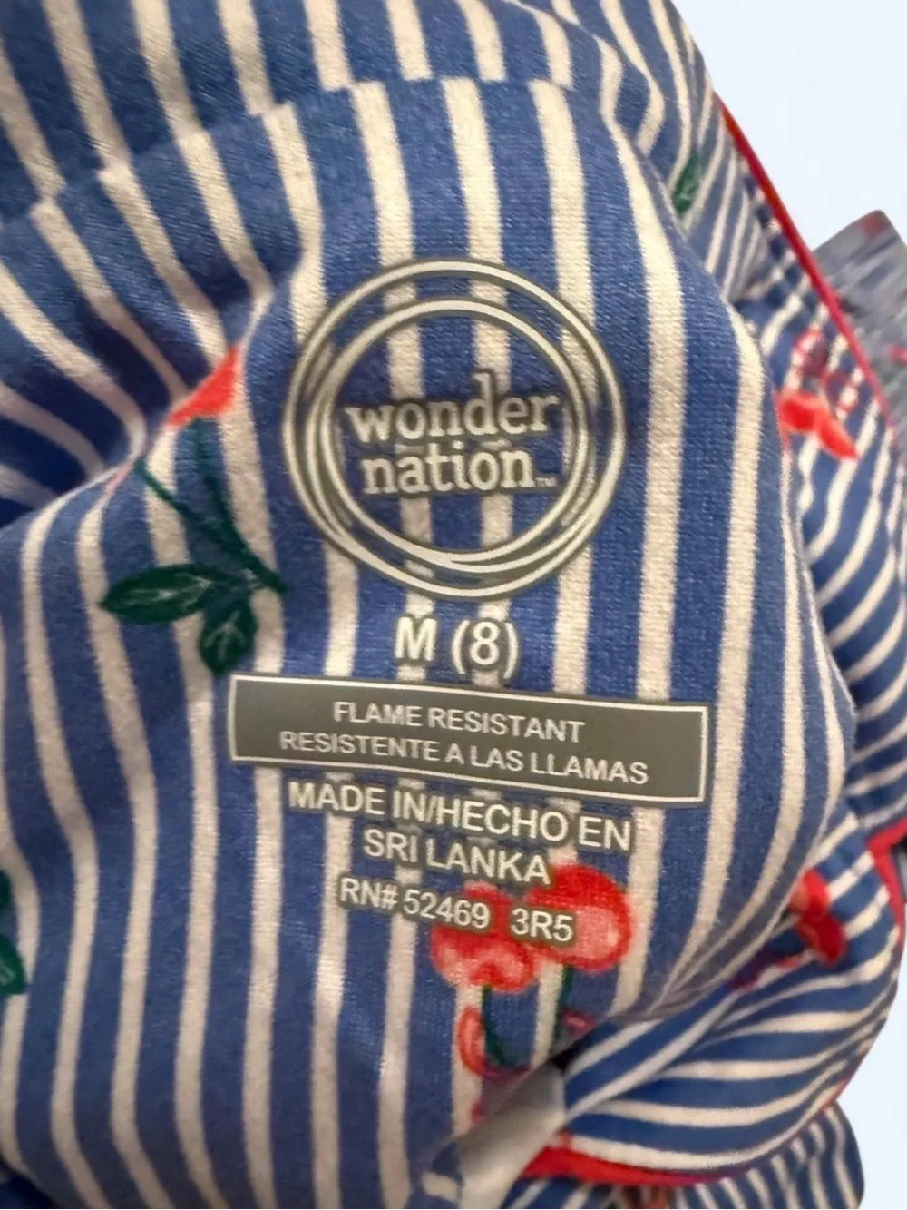 Wonder Nation Kids Blue Striped Cherry Pajama Set - Short Sleeve and Shorts